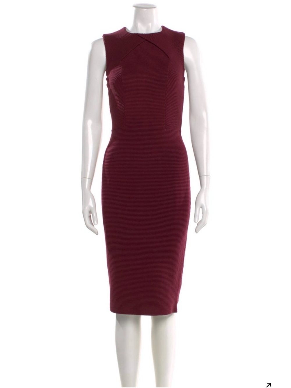 Ted Baker Sleeveless Midi Dress in Burgundy with Gold Zip